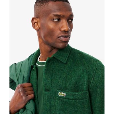 ラコステ　メンズウールブレンドオーバーシャツ(コート) ウールブレンドフェルトオーバーサイズ アウターシャツ