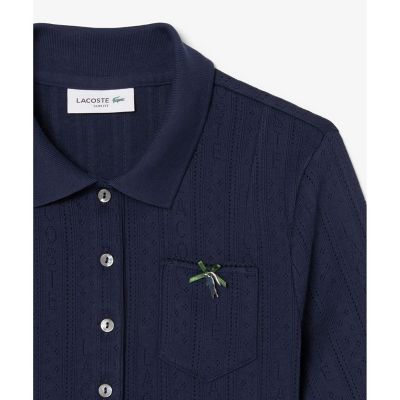 レース調 リボン付き ポインテルニット 半袖ポロシャツ | LACOSTE 