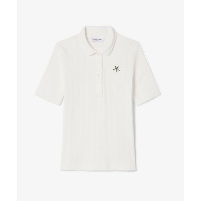 レース調 リボン付き ポインテルニット 半袖ポロシャツ | LACOSTE