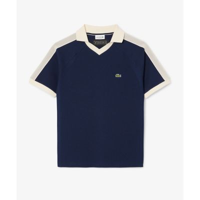 メッシュショルダーオープンネックシャツ