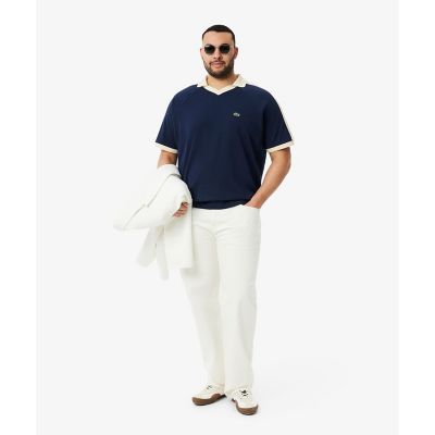 メッシュショルダーオープンネックシャツ