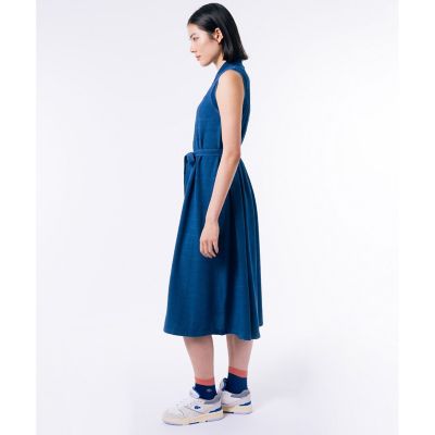 LACOSTE インディゴノースリーブポロドレス　マキシ丈 セール】インディゴノースリーブポロドレス / マキシ丈