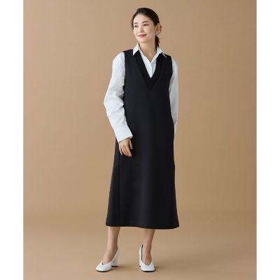 ＜LACOSTE＞ダンボールジャージニット　ジャンパードレス　／　ジャンパースカート