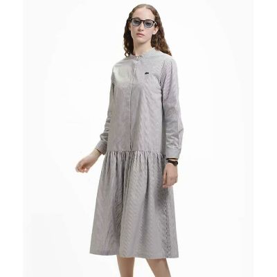 ＜LACOSTE＞バンドカラーロングシャツドレス　／　ストライプシャツワンピース