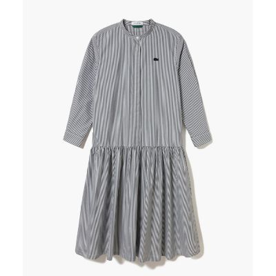 バンドカラーロングシャツドレス ／ ストライプシャツワンピース