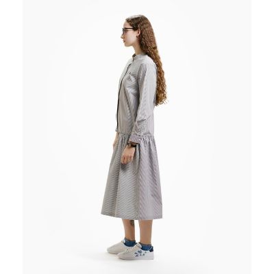 バンドカラーロングシャツドレス ／ ストライプシャツワンピース