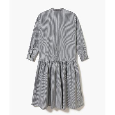 バンドカラーロングシャツドレス ／ ストライプシャツワンピース