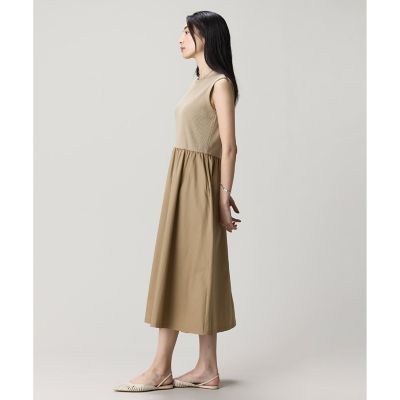 ノースリーブドレス　お値下げいたしました♡ 異素材コンビノースリーブドレス ／ フレアワンピース | LACOSTE