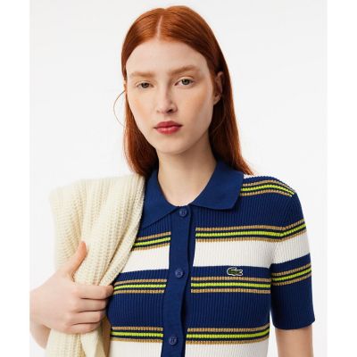 ポロカラーリブニットボーダーシャツドレス | LACOSTE/ラコステ