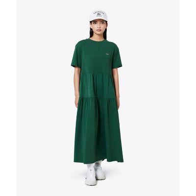ラコステ/ワンピース/ティアード切り替え/ドレス/マキシ丈/LACOSTE ティアード切り替え コットンドレス マキシ丈 ワンピース | LACOSTE