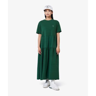 ティアード切り替え コットンドレス マキシ丈 ワンピース | LACOSTE