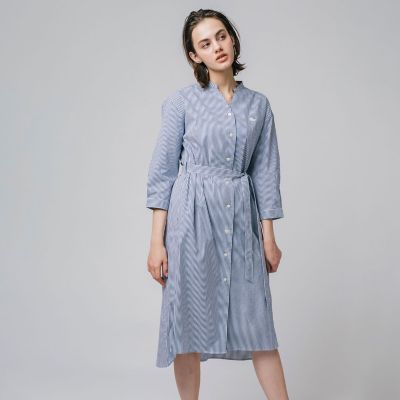 2019SS 春夏 定価8.5万 CristaSeya クリスタセヤ striped maxi shirt dress ストライプ マキシ シャツ ドレス M【2400011420909】