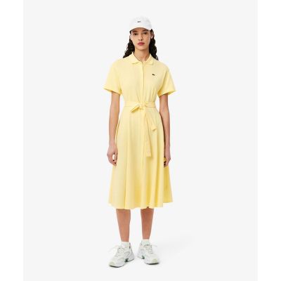 ＜LACOSTE＞鹿の子地シャツドレス　ドレープフレアワンピース
