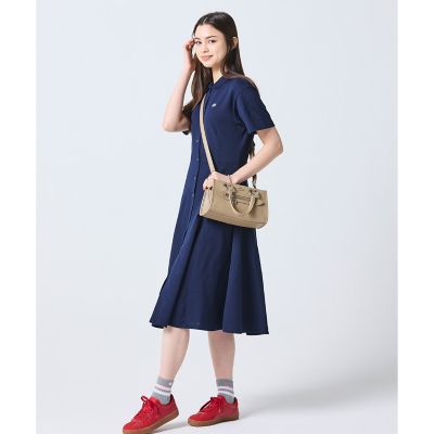 【ネイビー】バイカラーボーダーTシャツドレス / フレアワンピース LACOSTE（ラコステ） ワンピース バイカラーボーダーTシャツドレス