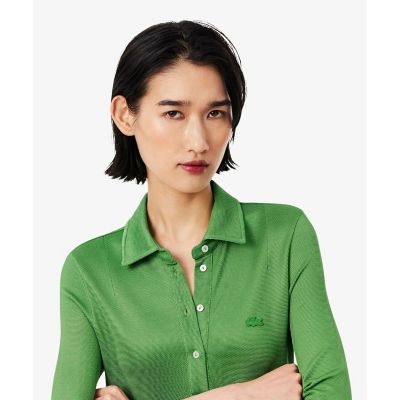 サテンタッチ鹿の子地ポロドレス ／ ポロワンピース | LACOSTE
