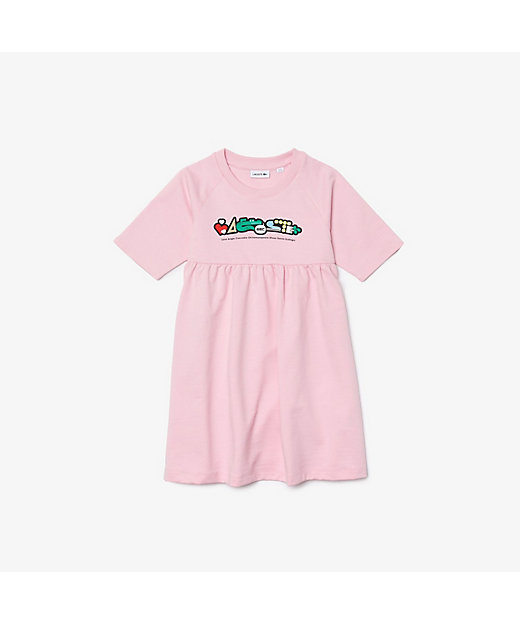 【SALE】ラコステロゴグラフィックTシャツドレス ライトピンク ワンピース・ドレス
