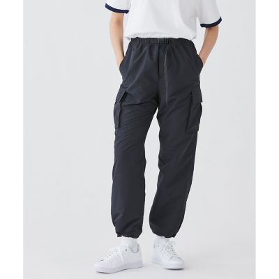 撥水　防水　ウィメンズ　軽量　ルーズフィット　ストレート　ナイロンカーゴパンツ