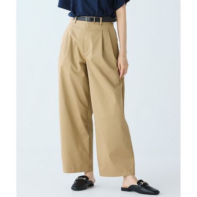 ダブルタック　ワイドチノトラウザーズパンツ　ワイドパンツ