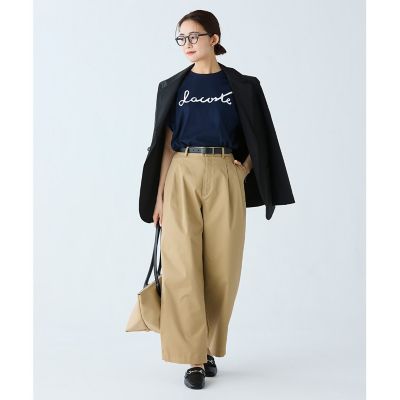 ダブルタック　ワイドチノトラウザーズパンツ　ワイドパンツ
