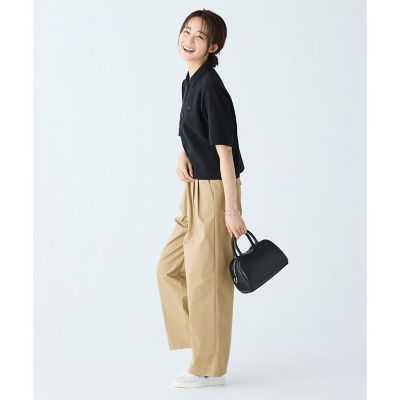ダブルタック　ワイドチノトラウザーズパンツ　ワイドパンツ