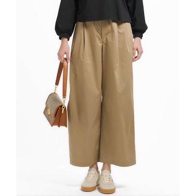 ＜LACOSTE＞ウエストギャザーストレッチ　ダブルタックワイドパンツ