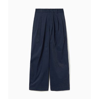 ウエストギャザーストレッチ ダブルタックワイドパンツ | LACOSTE
