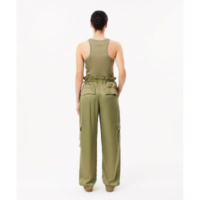 ドロストコード　ルーズフィットサテンカーゴパンツ　／　サテンパンツ　裾ボタン