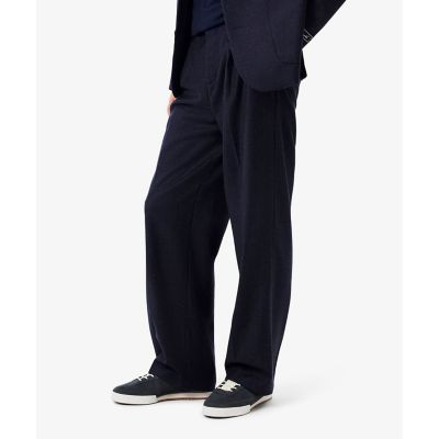 ストレートフィットフェルテッドウールプリーツ タックワイドパンツ