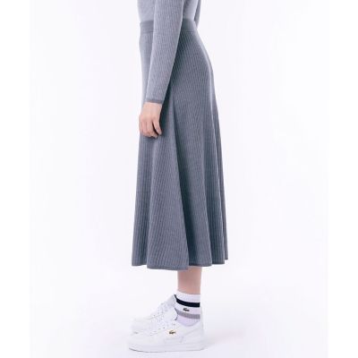 ボリューム　フレア　切り替えリブニットスカート
