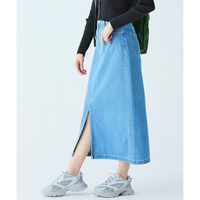 プレーンデニムマキシ丈スカート