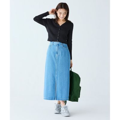 プレーンデニムマキシ丈スカート