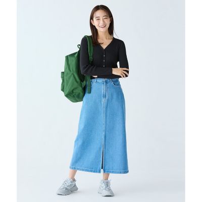プレーンデニムマキシ丈スカート