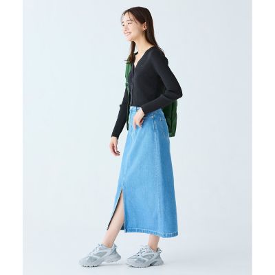 プレーンデニムマキシ丈スカート