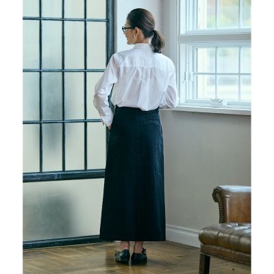 【ブラック】ベイカーデニムスカート LACOSTE（ラコステ） デニムスカート ベイカーデニムスカート