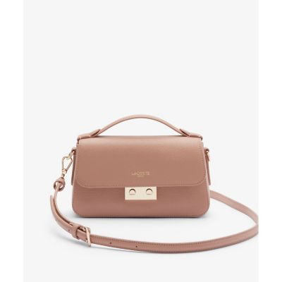 ◎ 【LACOSTE】ショルダーバッグ（ピンクベージュ） シャンゼリゼ レザーショルダーバッグ ／ ハンドバッグ