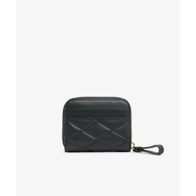 ブラックレザー 財布 キルティング クロコダイル キルティングレザーラウンドジップミニウォレット