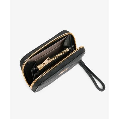 ブラックレザー 財布 キルティング クロコダイル キルティングレザーラウンドジップミニウォレット