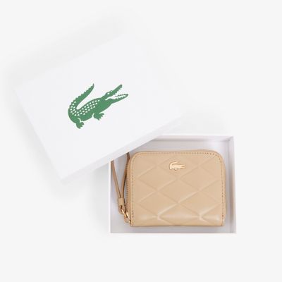 クロコダイル キルティングレザーラウンドジップミニウォレット