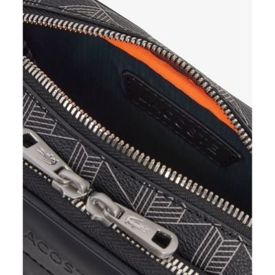 【未使用級】ラコステ モノグラム リポーターバッグ 黒 レザー メンズ モノグラム レザーモノグラムリポーターバッグ NH4401MR - ラコステ