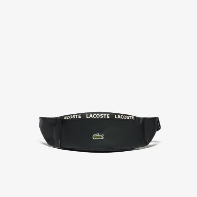 ＜LACOSTE＞ＬＣＳＴシーズナル　コーテッドキャンバスロゴストライプバナナバッグ