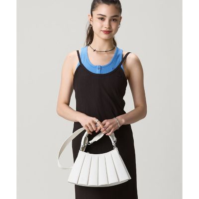 LENGLEN ラムレザープリーツハンドバッグ 2WAY ショルダー