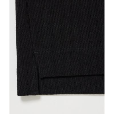 リブスタンドカラー　クロップド丈　５分袖ポロシャツ