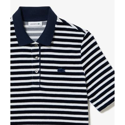 【希少】 LACOSTE ラコステ ポロシャツ ベロア ベロア生地 希少 90s LACOSTE ベロア ポロシャツ ノースリーブ ネイビー L