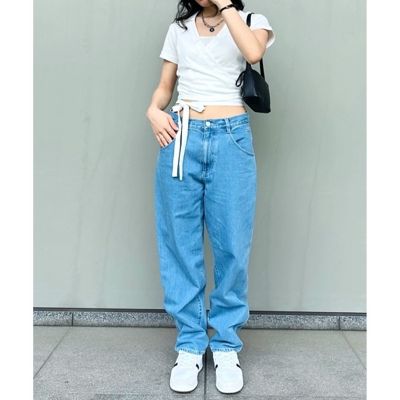 ハイストレッチ　鹿の子　ラップフロント　クロップド丈半袖ポロシャツ