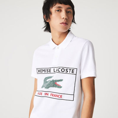 【SALE】メイドインフランスボックスプリントポロシャツ ホワイト トップス