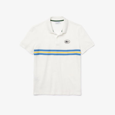 ＜LACOSTE＞ボーダーリブニット切り替えポロシャツ