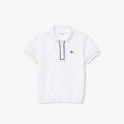 ＜LACOSTE＞ＧＩＲＬＳ配色パイピングギャザーポロシャツ