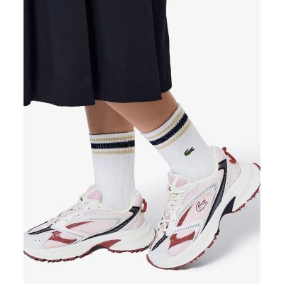 ＜LACOSTE＞ウィメンズケーブルニットボーダーソックス