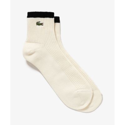＜LACOSTE＞１×１リブニットクルーソックス　２５－２７ｃｍ