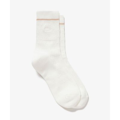 ＜LACOSTE＞配色ラインケーブルニットソックス